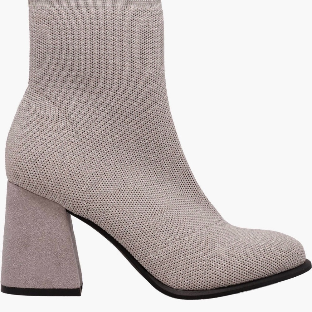 MIA Women's Textured Beige Heeled Boots - Picture 3 of 5